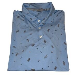 Puma Golf Polo Shirt XL Blue All Over Print Golf Balls Tees Gloves Performance